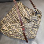 Fendi Zucca Shoulder Bag Tobacco Brown Monogram Canvas Silver Hardware