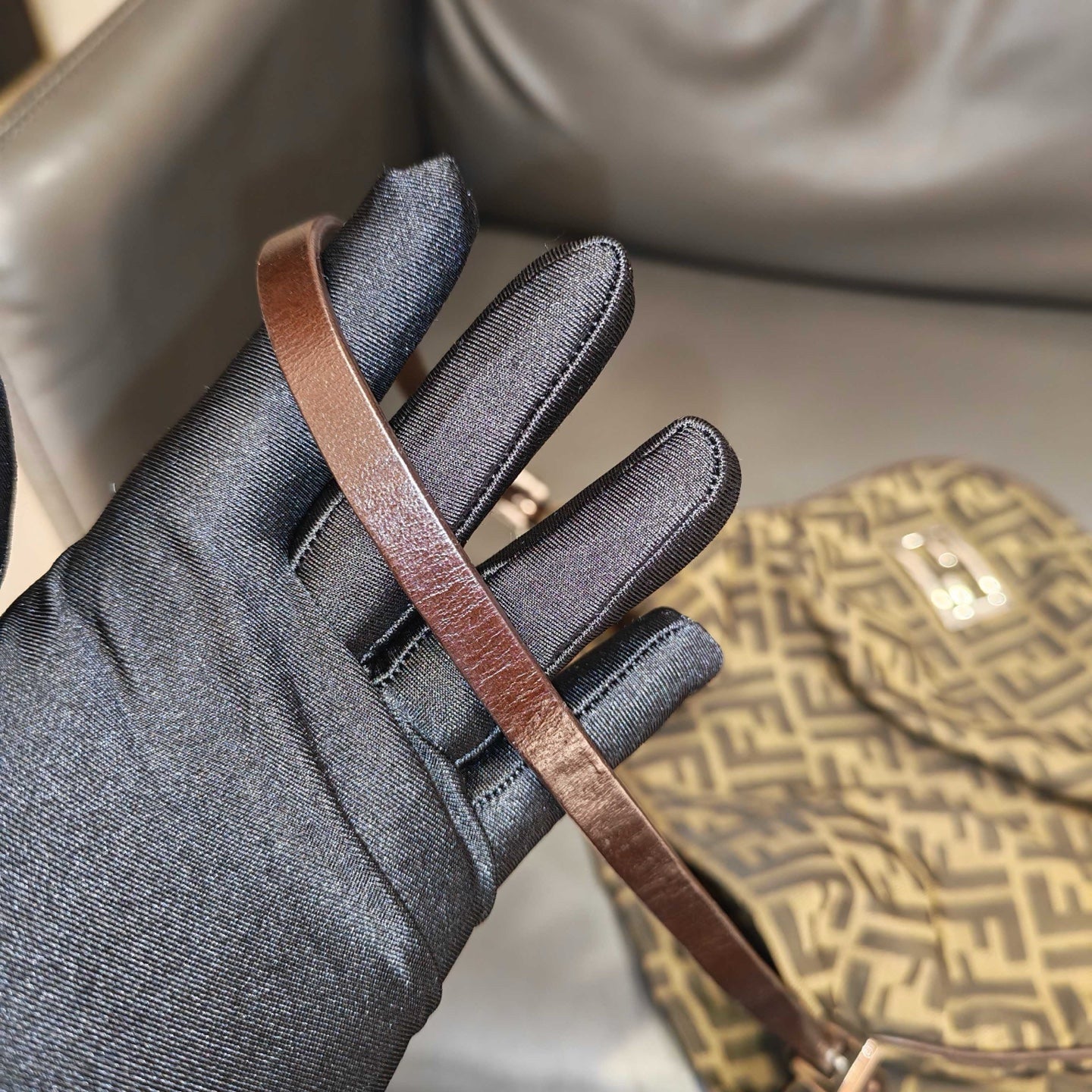 Fendi Zucca Shoulder Bag Tobacco Brown Monogram Canvas Silver Hardware