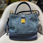 Miu Miu Denim and Leather Bucket Bag Blue/Navy Gold Hardware