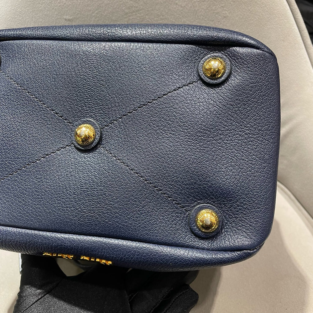 Miu Miu Denim and Leather Bucket Bag Blue/Navy Gold Hardware
