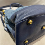Miu Miu Denim and Leather Bucket Bag Blue/Navy Gold Hardware