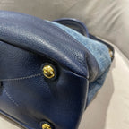Miu Miu Denim and Leather Bucket Bag Blue/Navy Gold Hardware