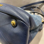 Miu Miu Denim and Leather Bucket Bag Blue/Navy Gold Hardware