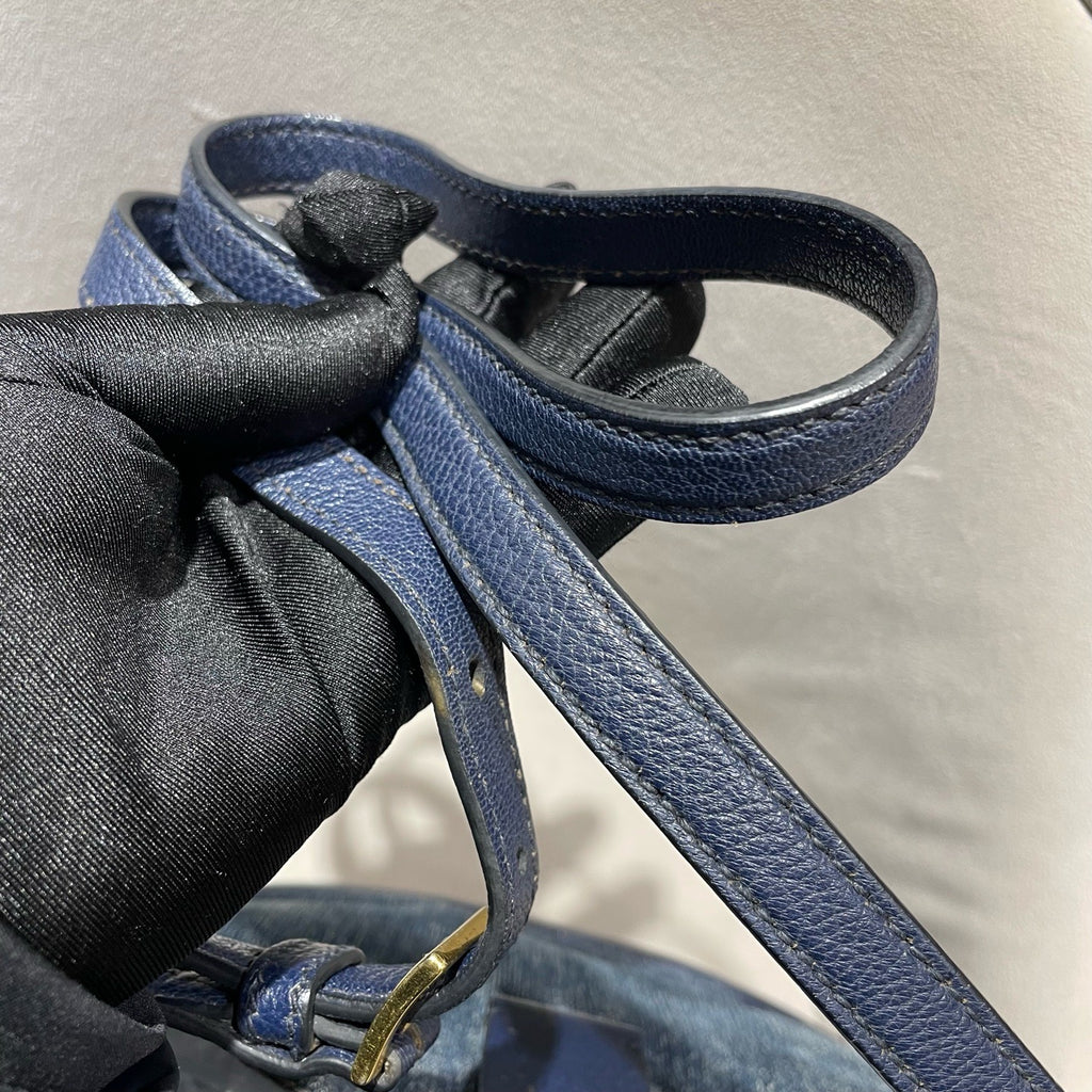 Miu Miu Denim and Leather Bucket Bag Blue/Navy Gold Hardware