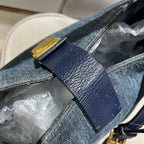Miu Miu Denim and Leather Bucket Bag Blue/Navy Gold Hardware