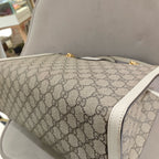 Gucci Padlock Tote Bag GG Supreme Canvas White Leather Gold Hardware