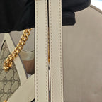 Gucci Padlock Tote Bag GG Supreme Canvas White Leather Gold Hardware