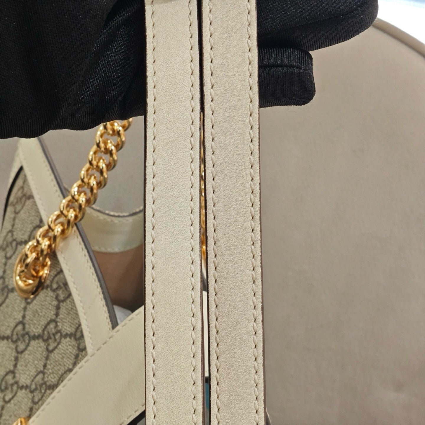 Gucci Padlock Tote Bag GG Supreme Canvas White Leather Gold Hardware