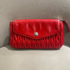Miu Miu Matelassé Handbag Red Leather Silver Hardware