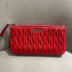 Miu Miu Matelassé Handbag Red Leather Silver Hardware