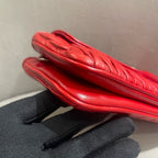 Miu Miu Matelassé Handbag Red Leather Silver Hardware