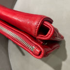 Miu Miu Matelassé Handbag Red Leather Silver Hardware