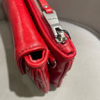 Miu Miu Matelassé Handbag Red Leather Silver Hardware