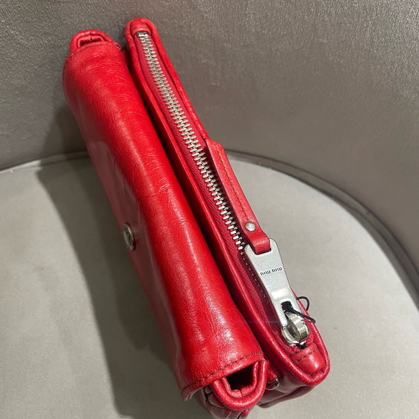 Miu Miu Matelassé Handbag Red Leather Silver Hardware
