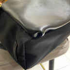 Fendi 7VZ042 Bugs Backpack Black Nylon Leather Gold Hardware