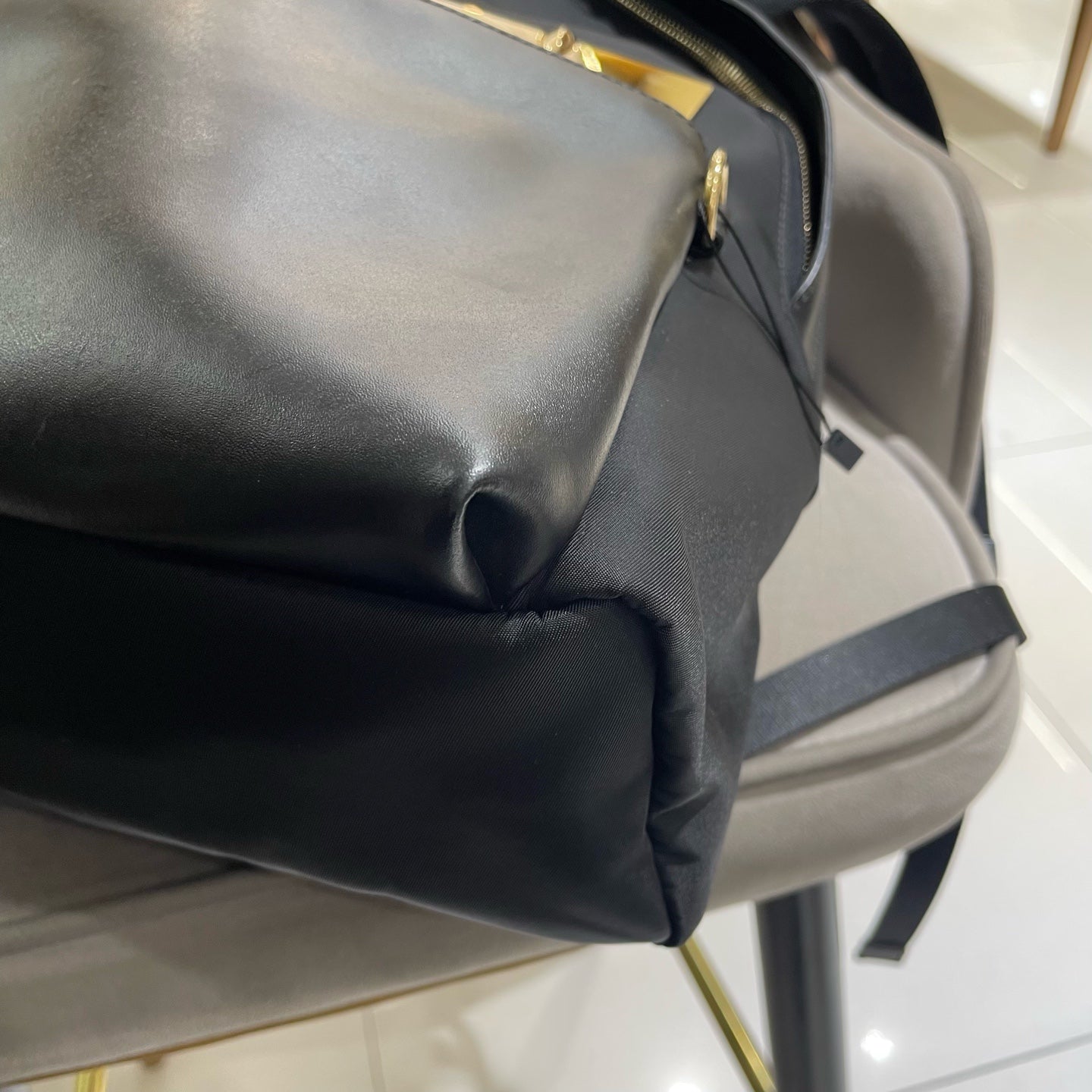 Fendi 7VZ042 Bugs Backpack Black Nylon Leather Gold Hardware