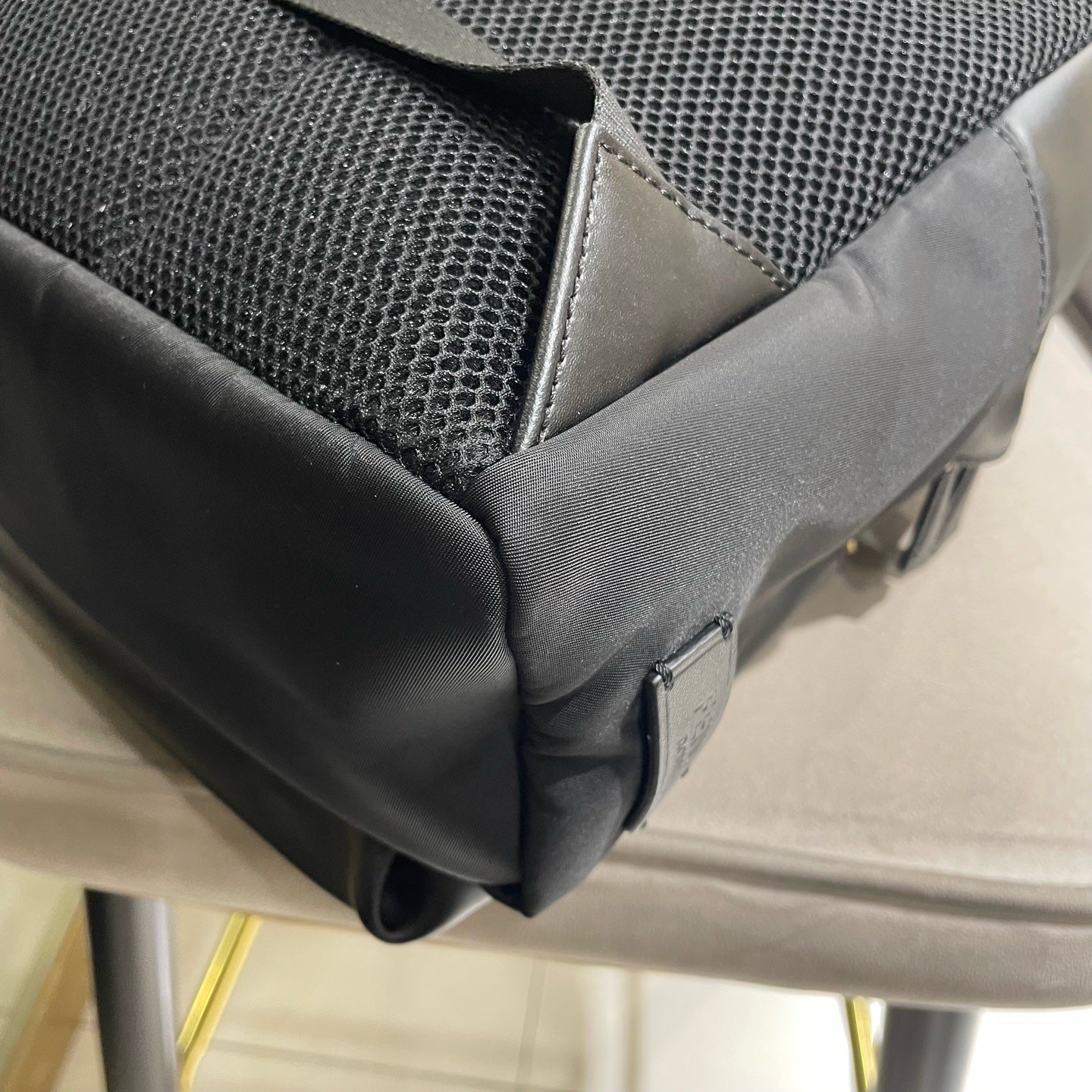 Fendi 7VZ042 Bugs Backpack Black Nylon Leather Gold Hardware
