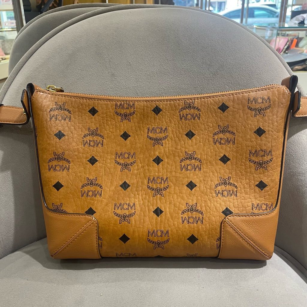MCM MWSBSKM01 Shoulder Bag Cognac Visetos Canvas Gold Hardware