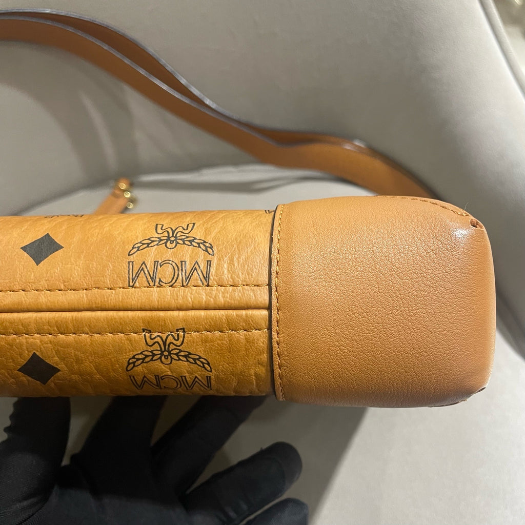 MCM MWSBSKM01 Shoulder Bag Cognac Visetos Canvas Gold Hardware