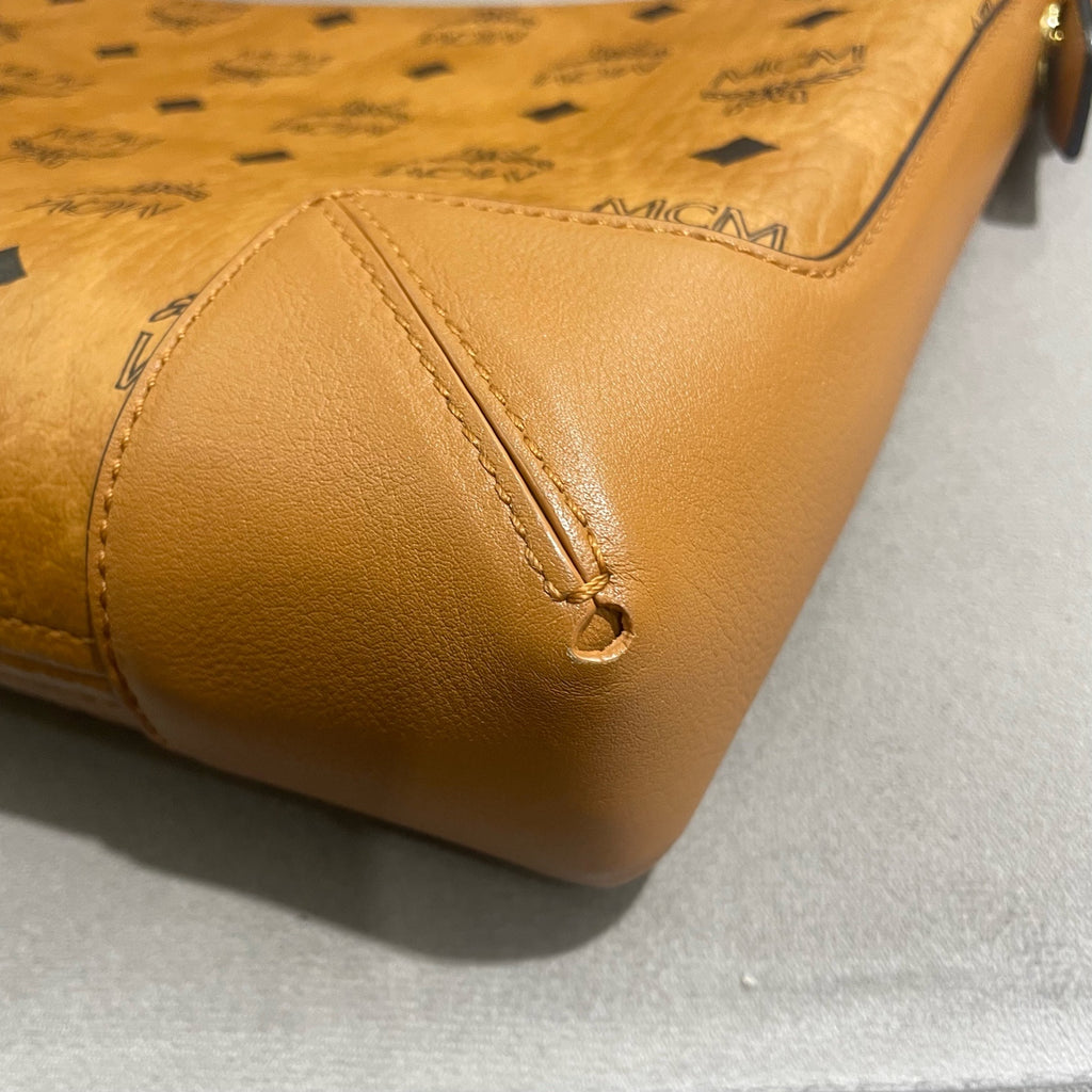MCM MWSBSKM01 Shoulder Bag Cognac Visetos Canvas Gold Hardware