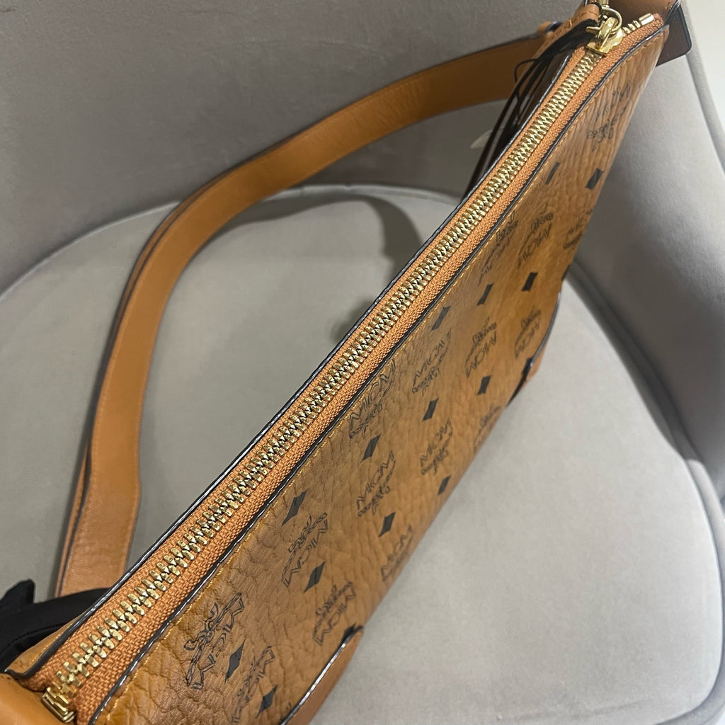 MCM MWSBSKM01 Shoulder Bag Cognac Visetos Canvas Gold Hardware