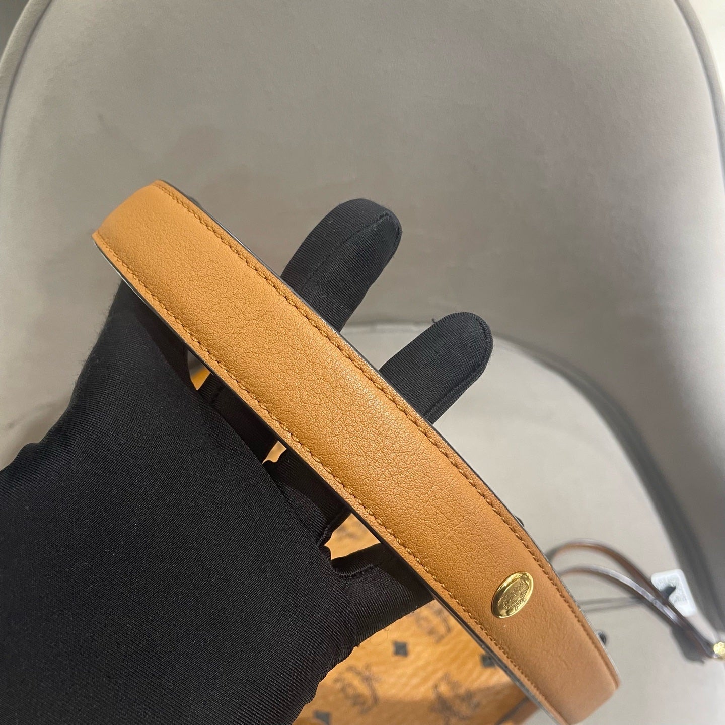 MCM MWSBSKM01 Shoulder Bag Cognac Visetos Canvas Gold Hardware