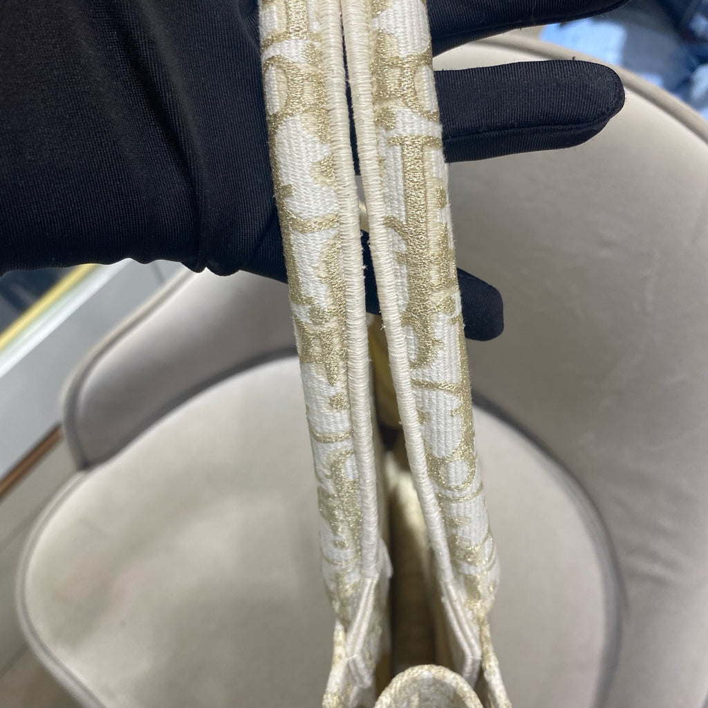 Dior Book Tote Bag Cream/Gold Dior Oblique Monogram Gold Hardware