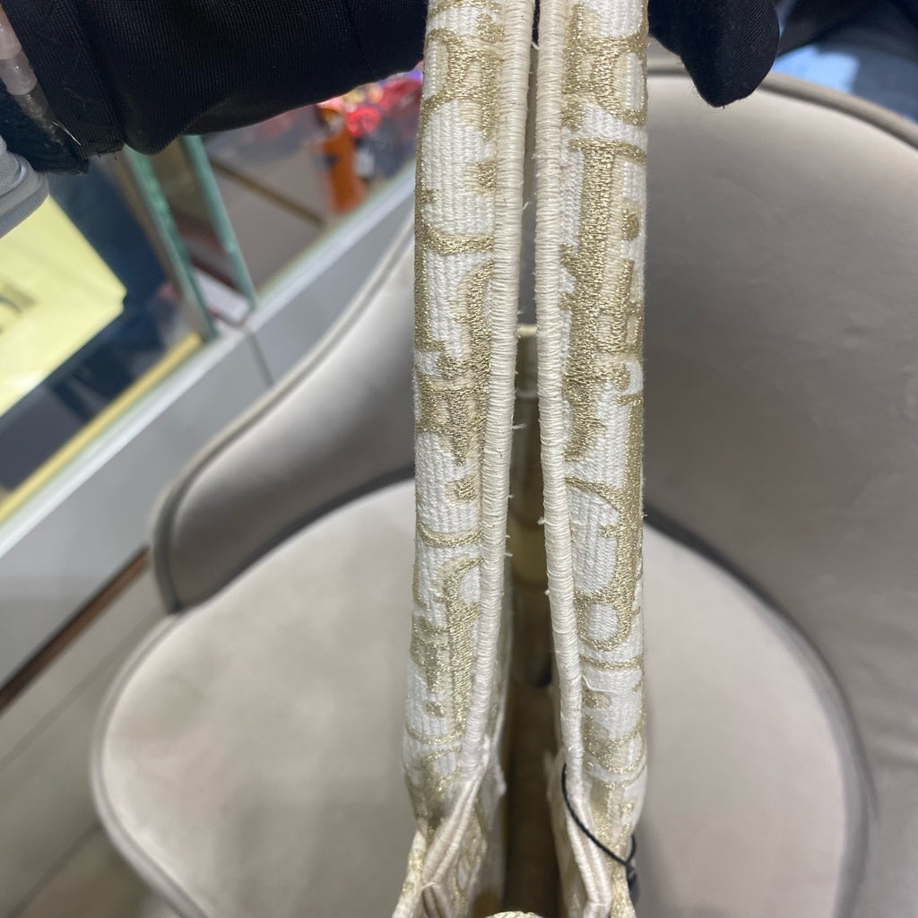 Dior Book Tote Bag Cream/Gold Dior Oblique Monogram Gold Hardware