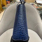 Balenciaga Everyday Tote Bag Navy Blue Crocodile-Embossed Leather Silver Hardware
