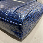 Balenciaga Everyday Tote Bag Navy Blue Crocodile-Embossed Leather Silver Hardware