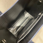 Balenciaga Everyday Tote Bag Navy Blue Crocodile-Embossed Leather Silver Hardware
