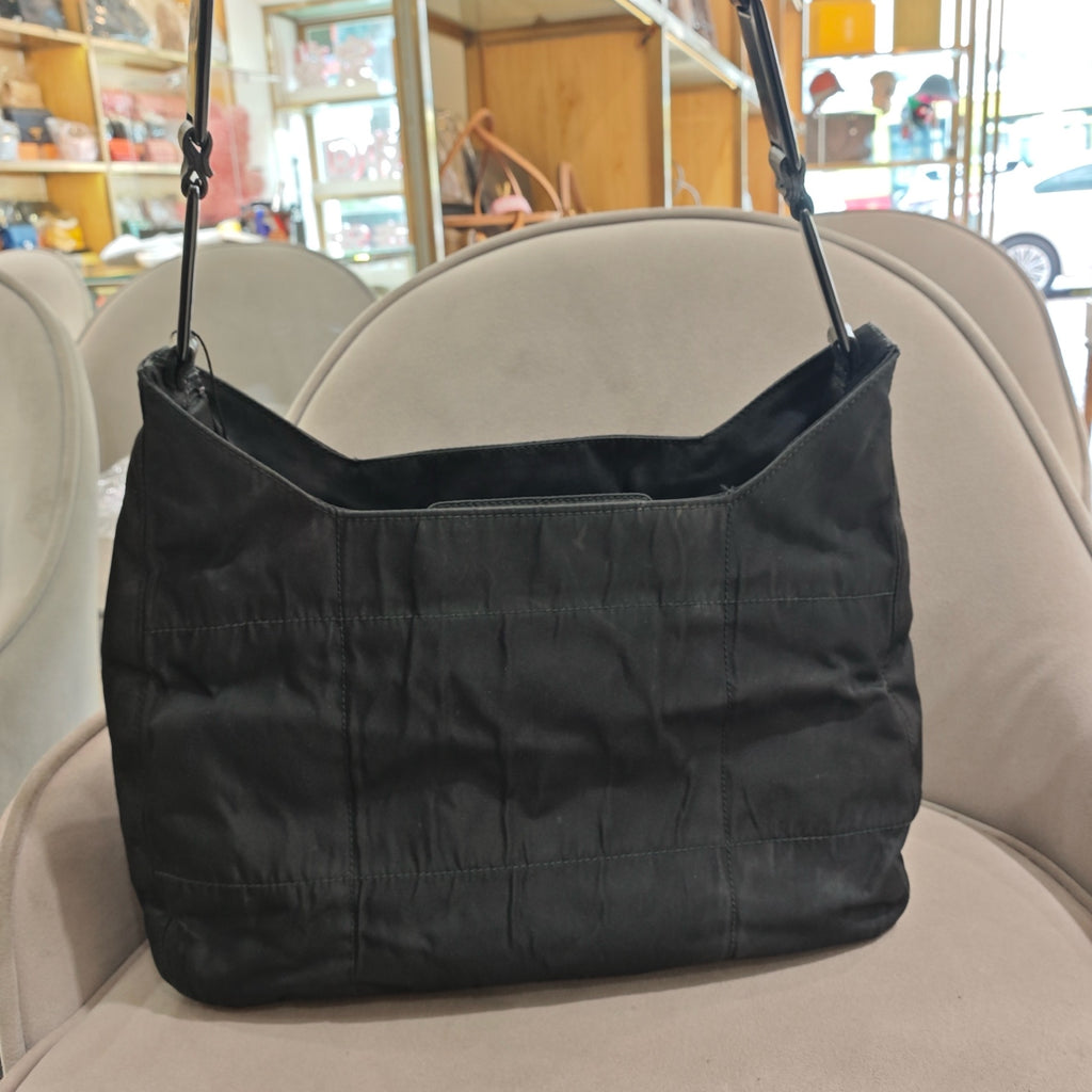 Prada Quilted Shoulder Bag Black Nylon Black Hardware