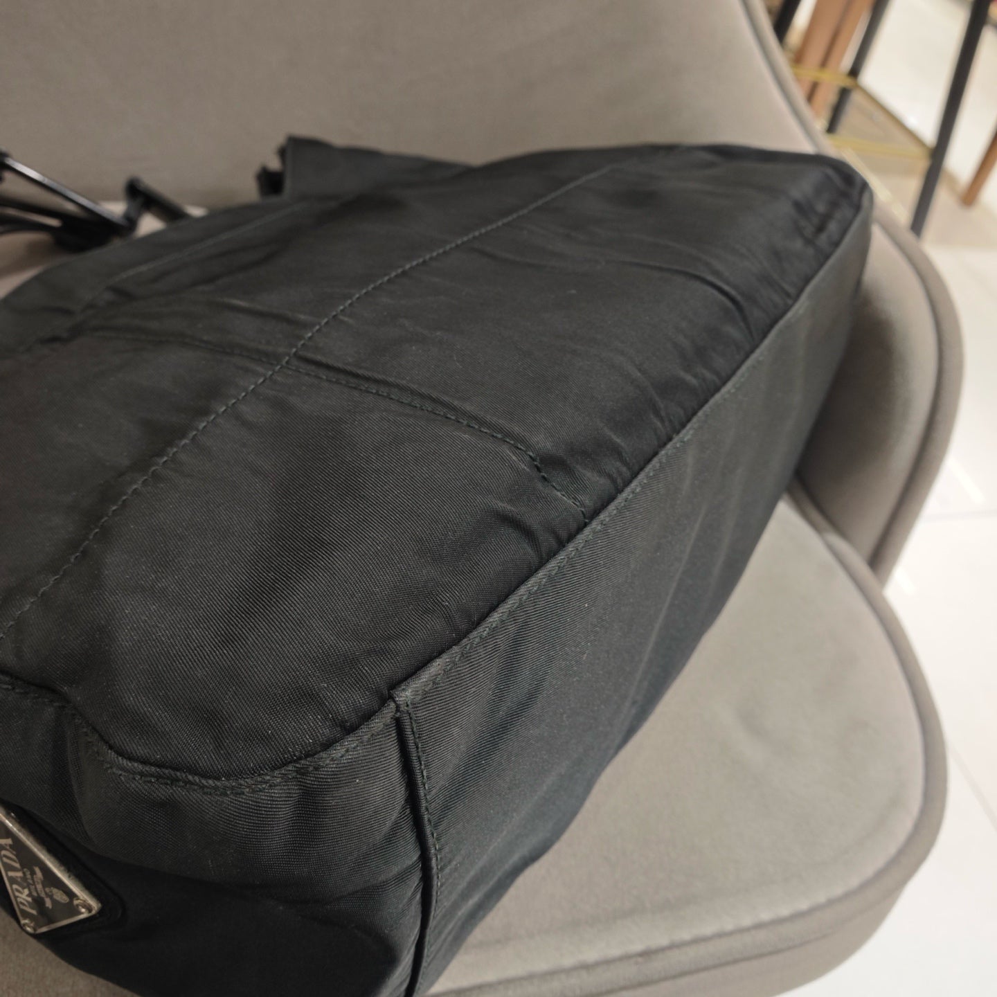 Prada Quilted Shoulder Bag Black Nylon Black Hardware