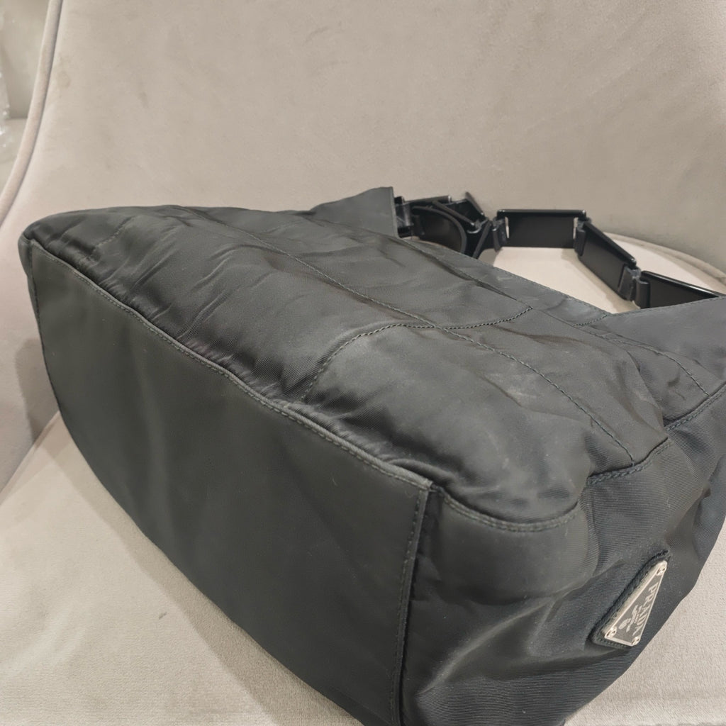 Prada Quilted Shoulder Bag Black Nylon Black Hardware