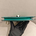 Bvlgari Serpenti Forever Shoulder Bag Deep Teal Leather Gold Hardware