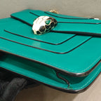 Bvlgari Serpenti Forever Shoulder Bag Deep Teal Leather Gold Hardware