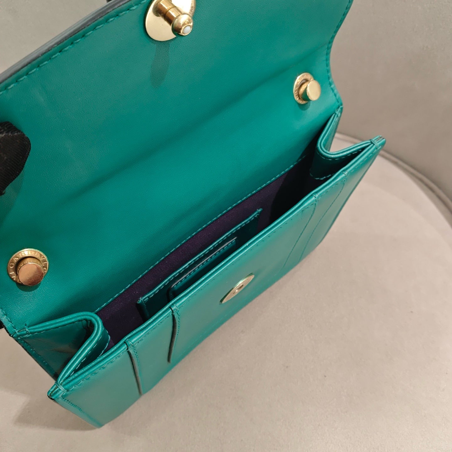 Bvlgari Serpenti Forever Shoulder Bag Deep Teal Leather Gold Hardware