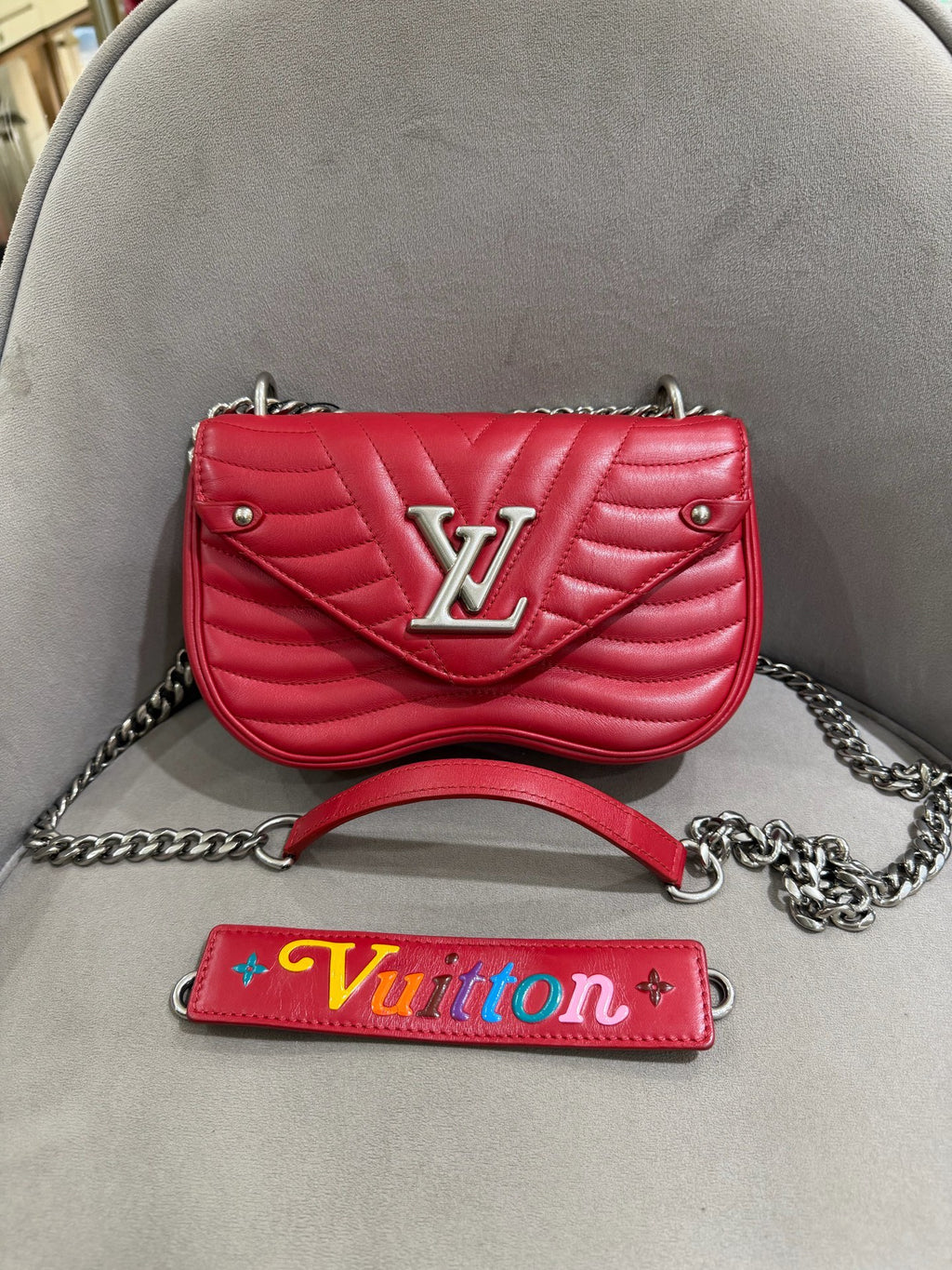 Louis Vuitton New Wave Shoulder Bag Red Quilted Leather Silver Hardware