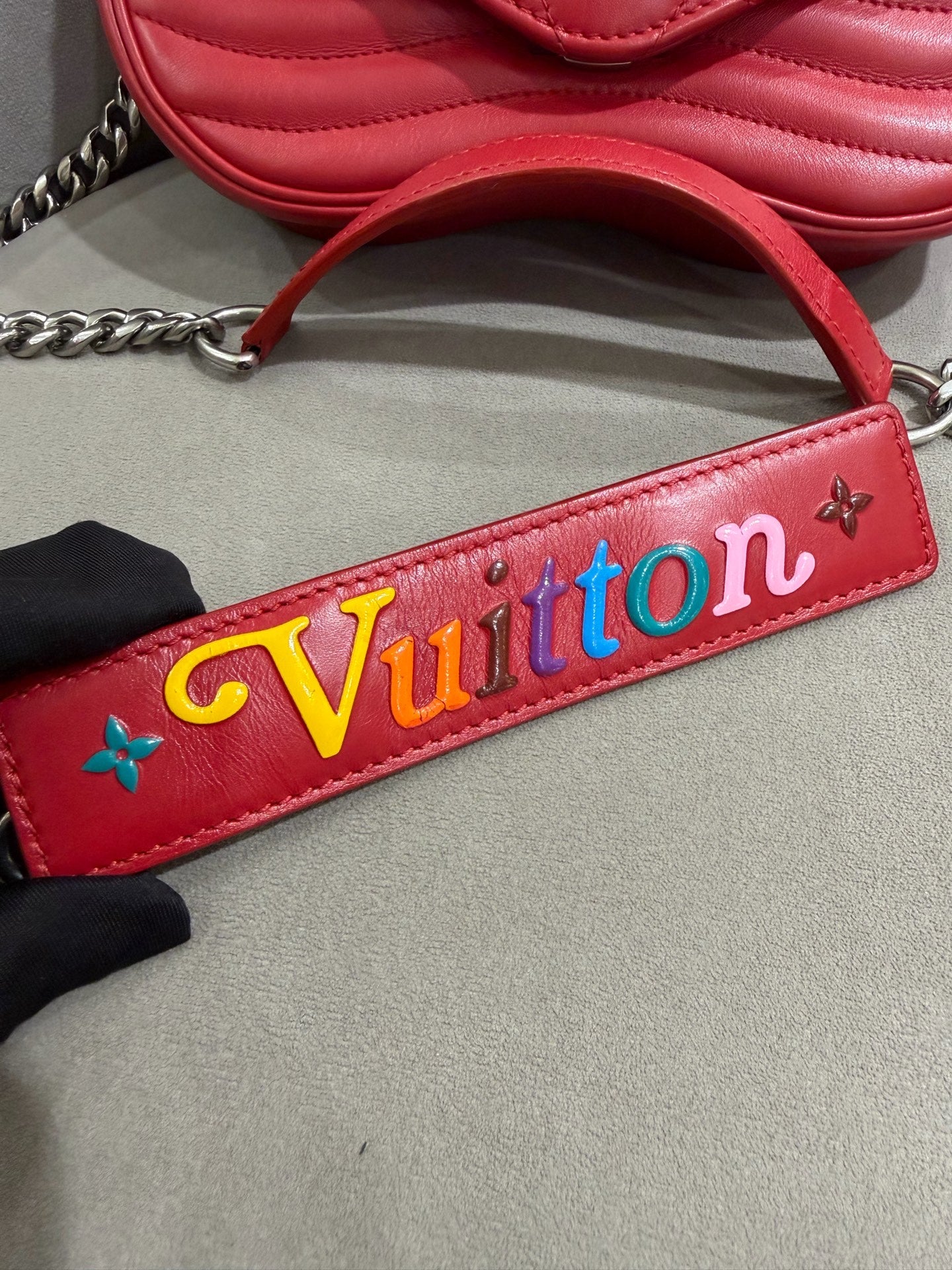 Louis Vuitton New Wave Shoulder Bag Red Quilted Leather Silver Hardware