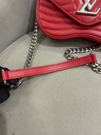Louis Vuitton New Wave Shoulder Bag Red Quilted Leather Silver Hardware