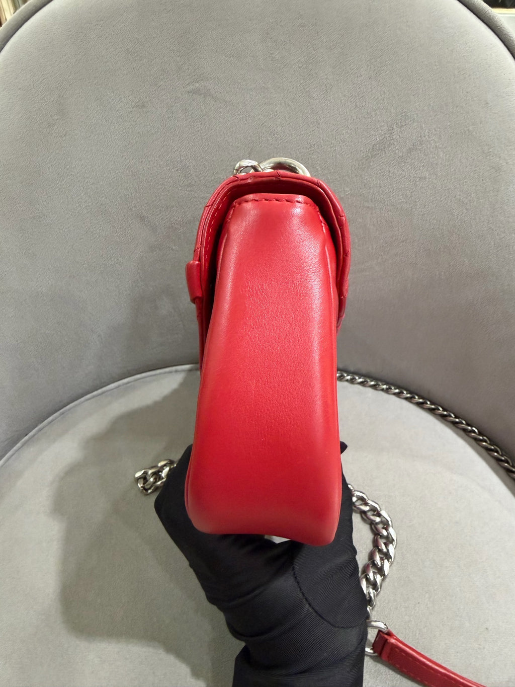 Louis Vuitton New Wave Shoulder Bag Red Quilted Leather Silver Hardware