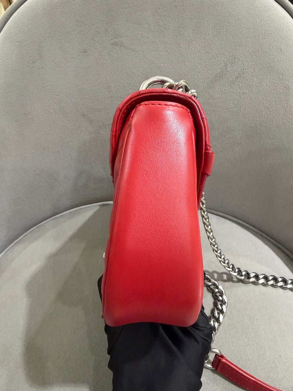 Louis Vuitton New Wave Shoulder Bag Red Quilted Leather Silver Hardware
