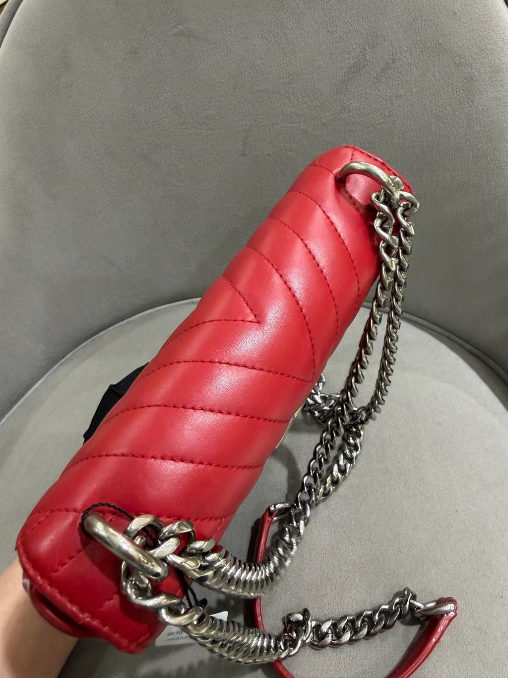 Louis Vuitton New Wave Shoulder Bag Red Quilted Leather Silver Hardware