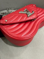 Louis Vuitton New Wave Shoulder Bag Red Quilted Leather Silver Hardware