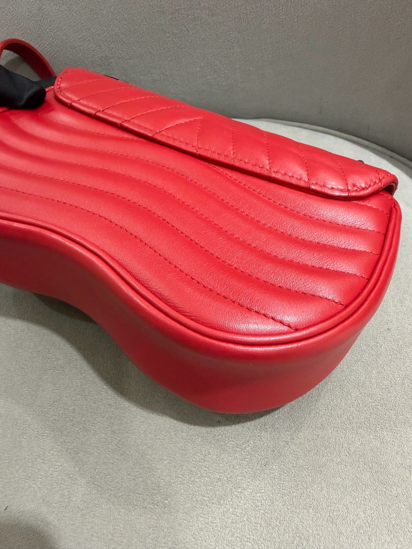 Louis Vuitton New Wave Shoulder Bag Red Quilted Leather Silver Hardware