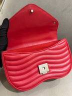 Louis Vuitton New Wave Shoulder Bag Red Quilted Leather Silver Hardware