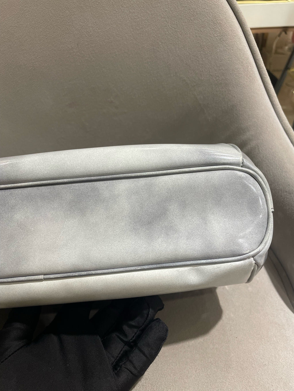 Prada Crystal-Embellished Clutch Bag Metallic Silver Leather Silver Hardware