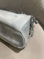 Prada Crystal-Embellished Clutch Bag Metallic Silver Leather Silver Hardware
