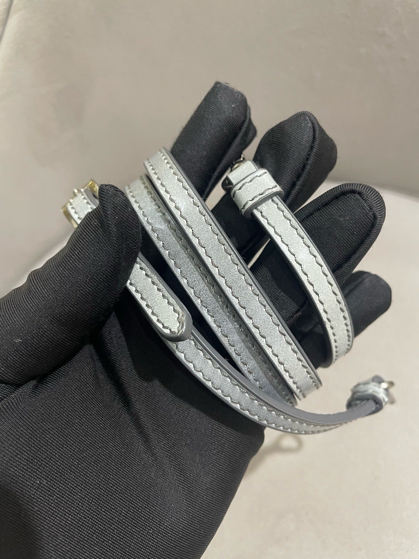 Prada Crystal-Embellished Clutch Bag Metallic Silver Leather Silver Hardware