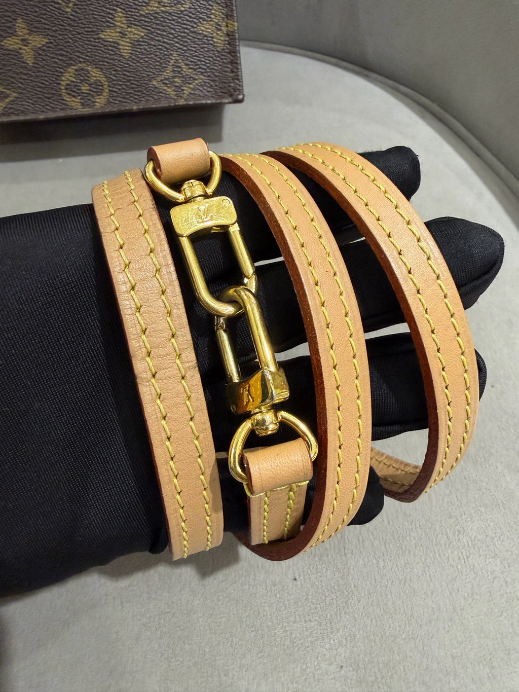 Louis Vuitton Petit Sac Plat Handbag Monogram Canvas Gold Hardware